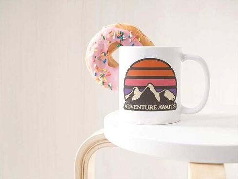 Generic Adventure Awaits 11 Ounce Ceramic Coffee Mug-Campfire Gift Mug For Happy Camper-Outdoor Backpacking Mountain Camper Mug M317 in Saudi Arabia