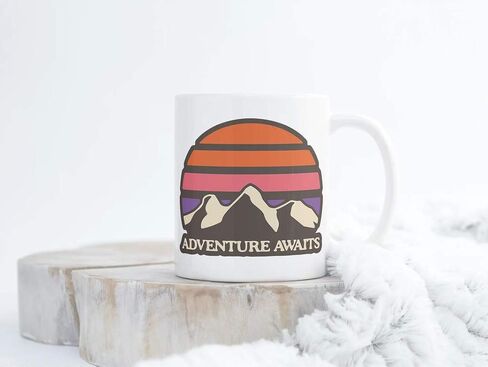 Generic Adventure Awaits 11 Ounce Ceramic Coffee Mug-Campfire Gift Mug For Happy Camper-Outdoor Backpacking Mountain Camper Mug M317 in Saudi Arabia