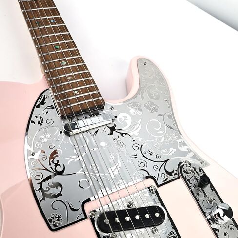 الفولاذ المقاوم للصدأ اختيار الحرس لوحة الصفر 8 ثقوب SS التقاطات ملف واحد المعادن النقش الغيتار الكهربائي Pickguard متوافق مع الولايات المتحدة الأمريكية / المكسيكي Telecaster Tele أجزاء الغيتار الطراز الحديث (الكروم) in Kuwait