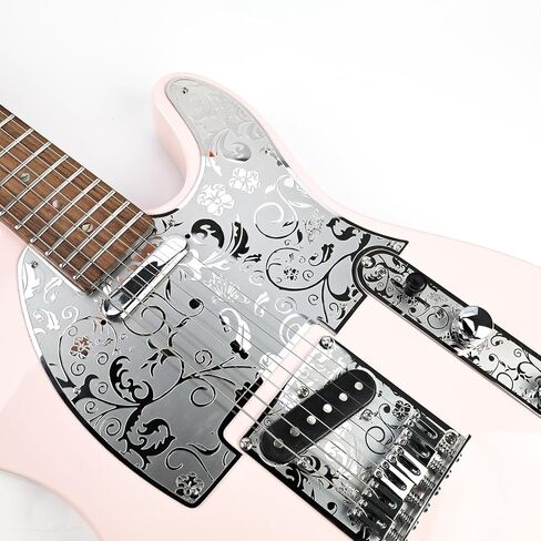 الفولاذ المقاوم للصدأ اختيار الحرس لوحة الصفر 8 ثقوب SS التقاطات ملف واحد المعادن النقش الغيتار الكهربائي Pickguard متوافق مع الولايات المتحدة الأمريكية / المكسيكي Telecaster Tele أجزاء الغيتار الطراز الحديث (الكروم) in Kuwait