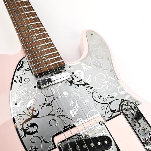 الفولاذ المقاوم للصدأ اختيار الحرس لوحة الصفر 8 ثقوب SS التقاطات ملف واحد المعادن النقش الغيتار الكهربائي Pickguard متوافق مع الولايات المتحدة الأمريكية / المكسيكي Telecaster Tele أجزاء الغيتار الطراز الحديث (الكروم) in Kuwait