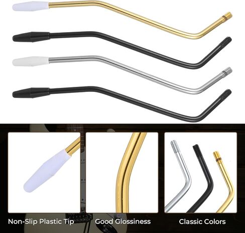 4 PCS Whammy Bar Tremolo Arm 7.5 X 0.24 Inches Guitar Whammy Bar Electric Guitar Parts for Guitars Replacement, Black, White, Gold, 3 Colors in Kuwait