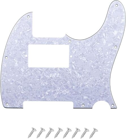 8 فتحات Humbucker Tele Pickguard HH لوحة خدش للحاجز الأمريكي/المكسيكي القياسي للجيتار الكهربائي ذو الطراز الحديث، أبيض-أسود، 3 طبقات. in Kuwait