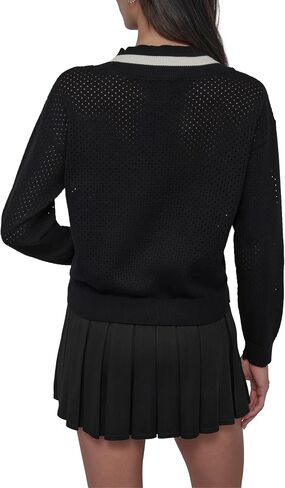 DKNY Women's Long Sleeve V-Neck Soft Mesh Sweater in Saudi Arabia