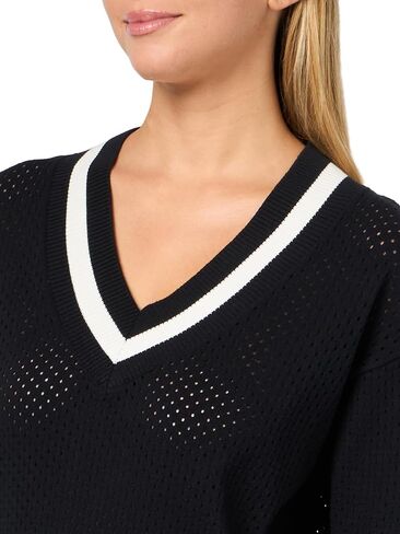DKNY Women's Long Sleeve V-Neck Soft Mesh Sweater in Saudi Arabia