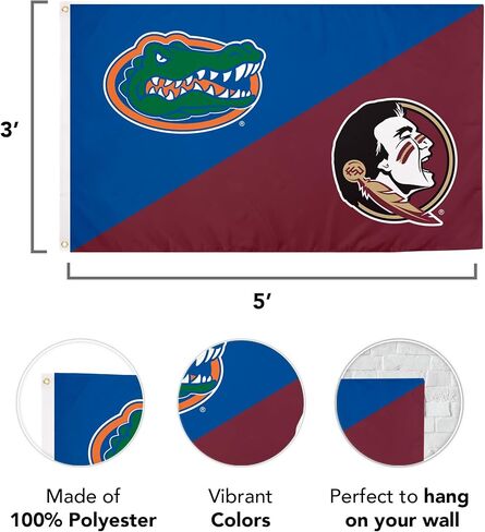 Desert Cactus Florida FSU Seminoles x UF Gators Banners 100% Polyester Indoor Outdoor 3x5 feet (House Rivals Flag) in Saudi Arabia