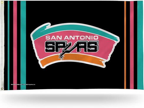 Rico Industries NBA San Antonio Spurs Retro 3' x 5' Banner Flag 3' x 5' Banner Flag Single Sided - Indoor or Outdoor - Home Décor in Saudi Arabia