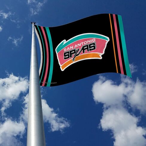 Rico Industries NBA San Antonio Spurs Retro 3' x 5' Banner Flag 3' x 5' Banner Flag Single Sided - Indoor or Outdoor - Home Décor in Saudi Arabia