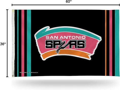Rico Industries NBA San Antonio Spurs Retro 3' x 5' Banner Flag 3' x 5' Banner Flag Single Sided - Indoor or Outdoor - Home Décor in Saudi Arabia