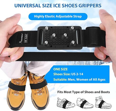 SYOURSELF Ice Cleats Crampons for Shoes and Boots, Rotatable Mid-Sole Traction Cleats Shoe Spikes for Snow and Ice, Non Slip Tungsten Spikes Ice Shoes Grippers for Men Women Winter Indoor/Outdoor in Saudi Arabia