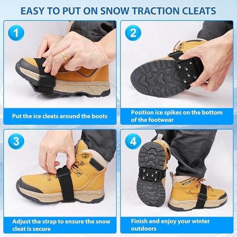 SYOURSELF Ice Cleats Crampons for Shoes and Boots, Rotatable Mid-Sole Traction Cleats Shoe Spikes for Snow and Ice, Non Slip Tungsten Spikes Ice Shoes Grippers for Men Women Winter Indoor/Outdoor in Saudi Arabia
