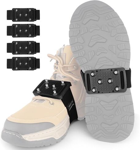 SYOURSELF Ice Cleats Crampons for Shoes and Boots, Rotatable Mid-Sole Traction Cleats Shoe Spikes for Snow and Ice, Non Slip Tungsten Spikes Ice Shoes Grippers for Men Women Winter Indoor/Outdoor in Saudi Arabia