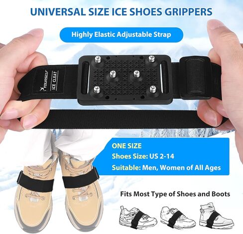 SYOURSELF Ice Cleats Crampons for Shoes and Boots, Rotatable Mid-Sole Traction Cleats Shoe Spikes for Snow and Ice, Non Slip Tungsten Spikes Ice Shoes Grippers for Men Women Winter Indoor/Outdoor in Saudi Arabia