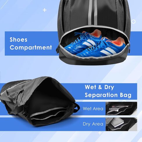 BROTOU Soccer Bags, Football Backpack, Volleyball Bag, Drawstring Backpack with Ball and Shoe Compartment, Football bags for Equipment Swim Gym Bag in Kuwait