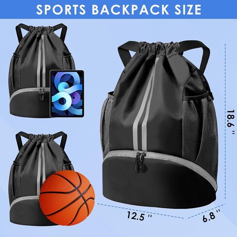 BROTOU Soccer Bags, Football Backpack, Volleyball Bag, Drawstring Backpack with Ball and Shoe Compartment, Football bags for Equipment Swim Gym Bag in Kuwait