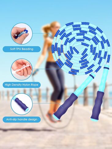 Adjustable Soft Beaded Jump Rope for Men & Woman – Durable, Tangle Skipping Rope with Comfortable Handles for Fitness, Training, and Fun Workouts in Saudi Arabia