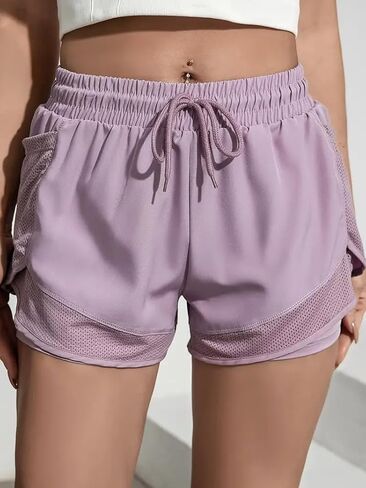 Women's Yoga Shorts, High Waist with Functional Pockets Elastic Lightweight Shorts in Saudi Arabia