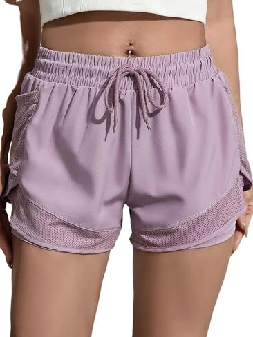 Women's Yoga Shorts, High Waist with Functional Pockets Elastic Lightweight Shorts in Saudi Arabia