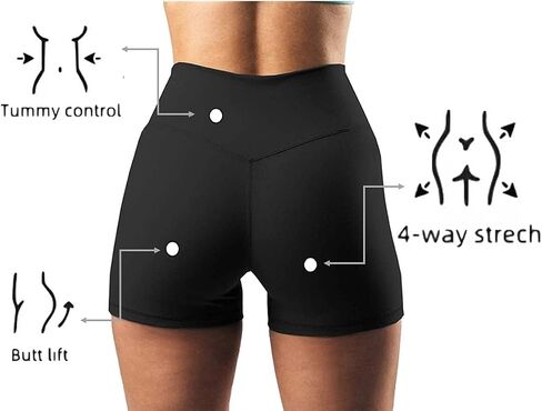 Women's Bicycle High Waist Shorts Cross Waist Fitness Pants Yoga Shorts Running Pants in Saudi Arabia