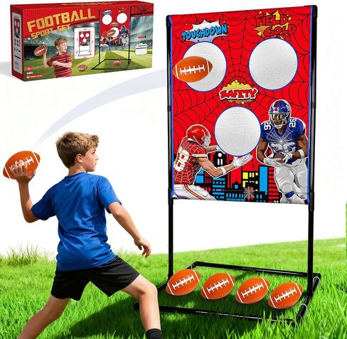 Football Toss Game Set, Includes 4 Soft Footballs - Outdoor Lawn Games for Kids, Family Parties in Saudi Arabia