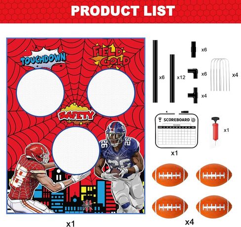 Football Toss Game Set, Includes 4 Soft Footballs - Outdoor Lawn Games for Kids, Family Parties in Saudi Arabia