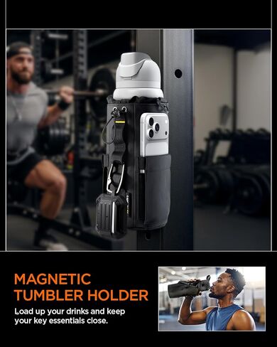 Spigen Life Magnetic Gym Bag for Men Tumbler Carrier Holder Bag for 20oz–40oz Water Bottles w/Molle System, Phone Pocket, Drawstring/Cord Lock, D-Ring Strap, Waterproof in Saudi Arabia