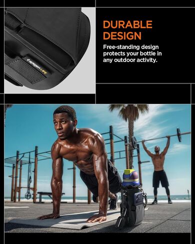 Spigen Life Magnetic Gym Bag for Men Tumbler Carrier Holder Bag for 20oz–40oz Water Bottles w/Molle System, Phone Pocket, Drawstring/Cord Lock, D-Ring Strap, Waterproof in Saudi Arabia