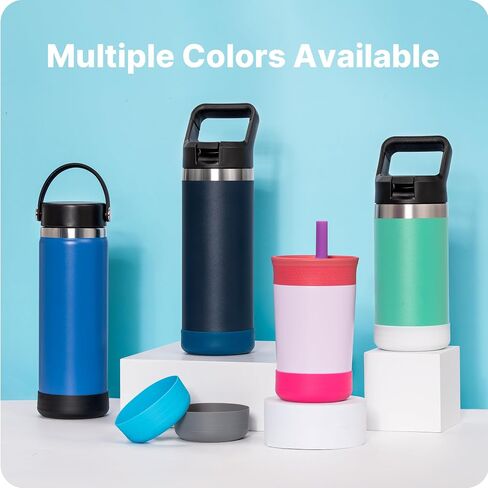 قطعتان من حذاء السيليكون لزجاجة YETI Rambler Jr سعة 12 أونصة و18 أونصة، غطاء حذاء واقٍ من السيليكون لزجاجة Owala سعة 12 أونصة وزجاجة Yeti Rambler in Kuwait