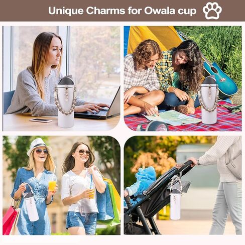 مجموعة إكسسوارات زجاجات المياه لـ Owala FreeSip 24 أونصة، 32 أونصة، 40 أونصة - تتضمن حزام مقبض بمخالب الحيوانات، وسحر لطيف لإكسسوارات أوالا وإكسسوارات كأس ستانلي هدية للنساء in Kuwait