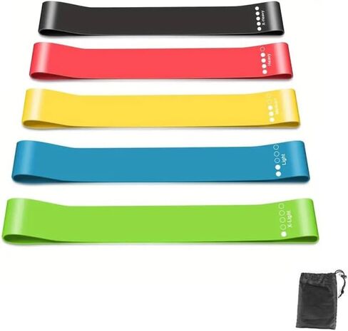 5-Pack Resistance Bands Set for Men & Women, Non-Latex Elastic Exercise Bands for Working Out, Glutes, Legs, Pilates, Strength Training, Fitness Bands with Carry Bag - Durable Rubber, Universal Fit in Saudi Arabia
