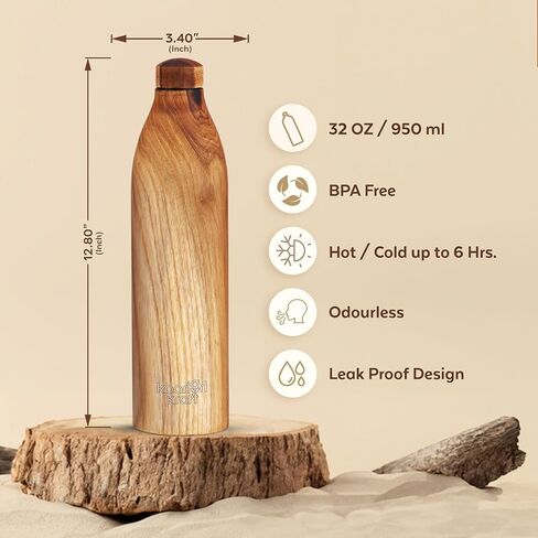 Copper Wooden Water Bottle | BPA Free | 32oz Water Bottle | Leak-Proof & Odorless | Perfect for Bottled Water Enthusiasts with a Sense of Humor in Saudi Arabia