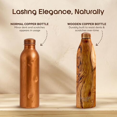 Copper Wooden Water Bottle | BPA Free | 32oz Water Bottle | Leak-Proof & Odorless | Perfect for Bottled Water Enthusiasts with a Sense of Humor in Saudi Arabia