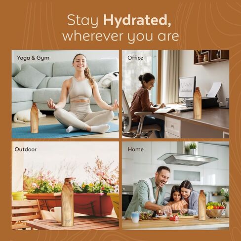 Copper Wooden Water Bottle | BPA Free | 32oz Water Bottle | Leak-Proof & Odorless | Perfect for Bottled Water Enthusiasts with a Sense of Humor in Saudi Arabia