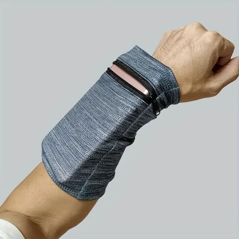 Unisex Running Hand Wrist Guard Storage Bag, Zipper Sweat Band Wrist Support Wristband Sweatband Wrist Wallet, Suitable for Gym Fitness Workout Running Jogging in Saudi Arabia