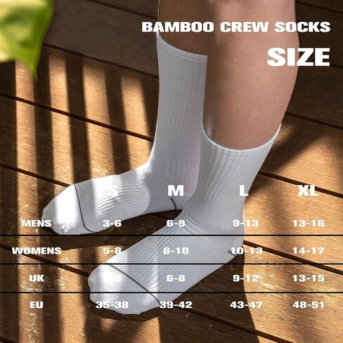 6 أزواج من الجوارب الضاغطة المصنوعة من الخيزران الفسكوز للرجال والنساء، جورب رياضي ناعم ورقيق وماص للرطوبة وخالي من الروائح in Kuwait