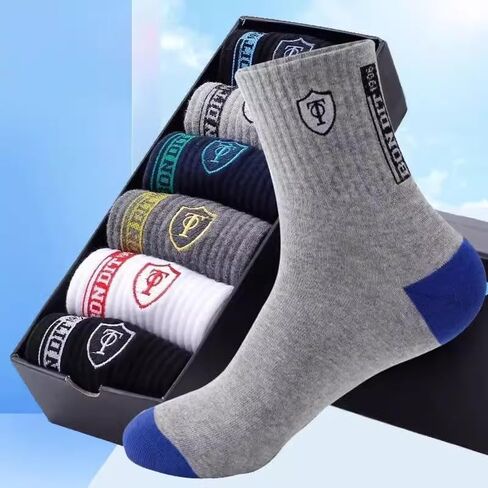 3pairs Random Color Fashion Men Sport Socks Breathable Soft Anti-slip Socks High Elastic Middle Tube Sport Sock, 22cm length in Saudi Arabia