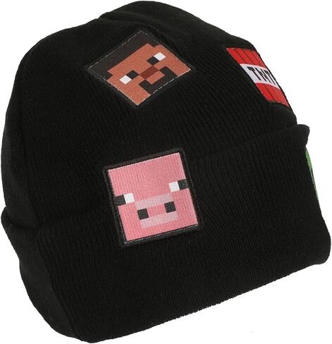 Minecraft Printed Character Patches Black Cuff Beanie in Saudi Arabia
