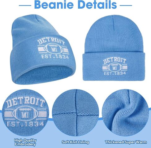 Classic Beanie Hat for Football Fans Embroidered Skull Cap Vintage Cuffed Knit Hat Warm Winter Gloves Gifts for Men Women in Saudi Arabia