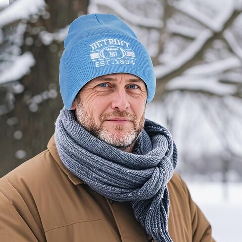 Classic Beanie Hat for Football Fans Embroidered Skull Cap Vintage Cuffed Knit Hat Warm Winter Gloves Gifts for Men Women in Saudi Arabia