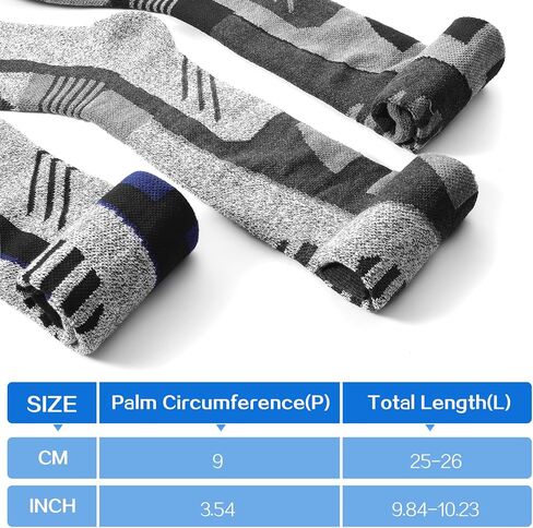Ski Socks Men - 3 Pairs Hiking Wool Socks Mens Women Knee High Long Thermal Warm Sock L in Kuwait
