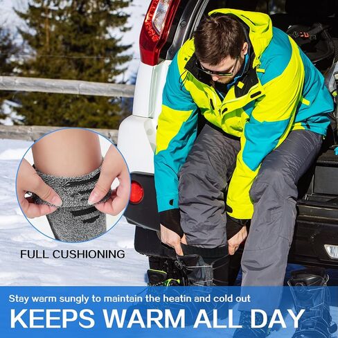 Ski Socks Men - 3 Pairs Hiking Wool Socks Mens Women Knee High Long Thermal Warm Sock L in Kuwait