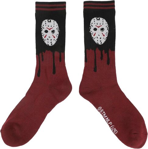 Bioworld Friday The 13Th Black Light Jason Mask Mens Athletic Crew Socks in Saudi Arabia