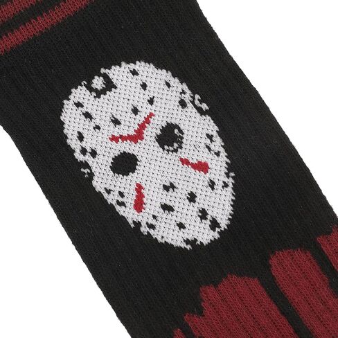Bioworld Friday The 13Th Black Light Jason Mask Mens Athletic Crew Socks in Saudi Arabia