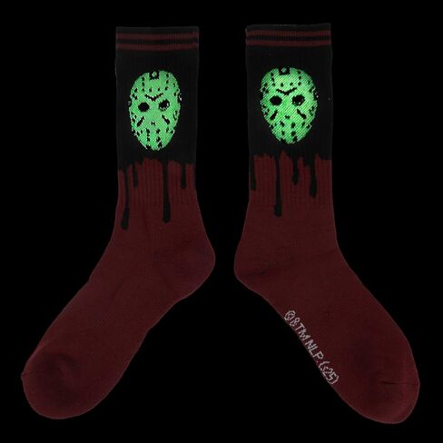 Bioworld Friday The 13Th Black Light Jason Mask Mens Athletic Crew Socks in Saudi Arabia