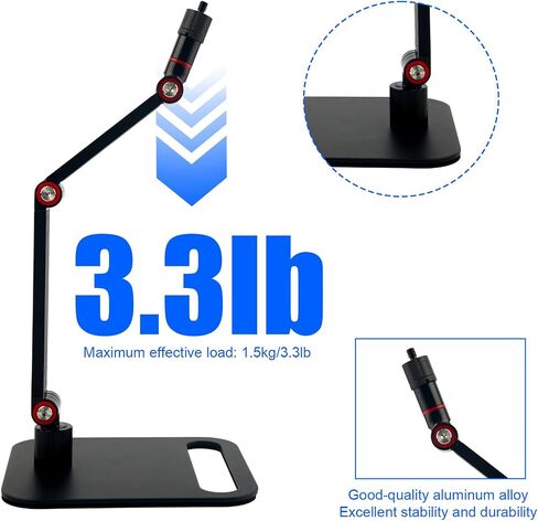 Microphone Stand Desk, Max Load 3.3lb Adjustable Desktop Mic Arm Stand with Thread Adapters for Podcast Streaming Gaming Studio Table Mount Accessories in Saudi Arabia