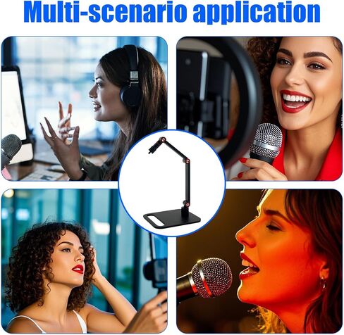 Microphone Stand Desk, Max Load 3.3lb Adjustable Desktop Mic Arm Stand with Thread Adapters for Podcast Streaming Gaming Studio Table Mount Accessories in Saudi Arabia
