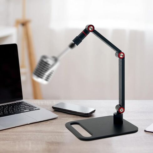 Microphone Stand Desk, Max Load 3.3lb Adjustable Desktop Mic Arm Stand with Thread Adapters for Podcast Streaming Gaming Studio Table Mount Accessories in Saudi Arabia