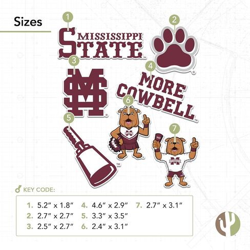 Desert Cactus Mississippi State University Sticker Bulldogs MSU Sticker Vinyl Decals Laptop Water Bottle Car Sheet T2 (Type 2-6) in Saudi Arabia