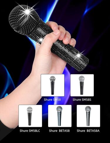 Mr.Power Microphone Grille Head Mesh + Rhinestone Mic Handle Cover Compatible with Shure SM58 SM58S SM58LC BETA58 BETA58A, Easy Installation and Disassembly in Saudi Arabia