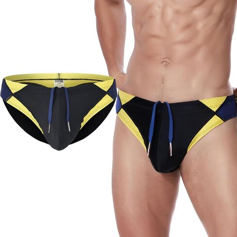 Mens Sexy Swim Briefs Bikini Swimwear Bulge Pouch Bathing Suits Low Rise Swimsuit with Drawstring in Saudi Arabia